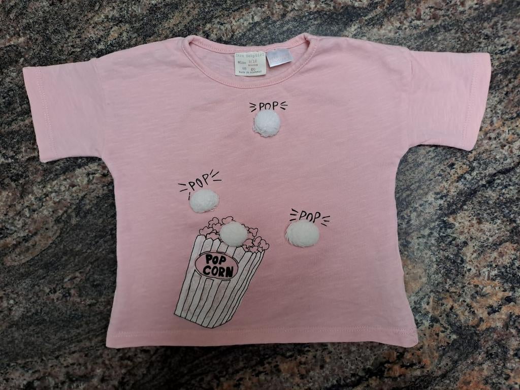 Taille 80 T-shirt rose clair pop corn, Enfants & Bébés, Vêtements de bébé | Taille 80, Enlèvement ou Envoi, Comme neuf, Zara, Chemisette ou Manches longues