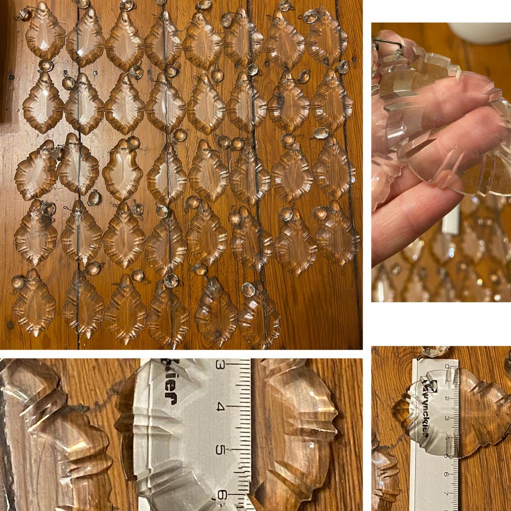 Lot de 38 pampilles en verre vintage (cristal?) pour lustre., Enlèvement ou Envoi, Utilisé