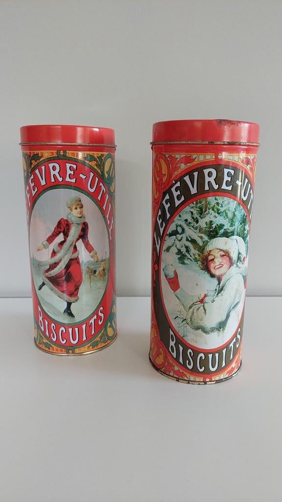 2 vintage blikken van de LU koekjes - Lefevre Utile Biscuits, Antiquités & Art, Curiosités & Brocante, Enlèvement ou Envoi