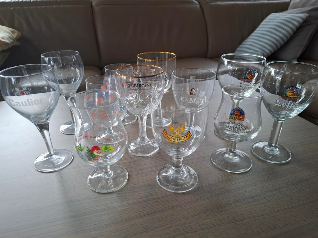10 Bierglazen: Leffe, Caulier, Grimbergen, Ename.., Verzamelen, Ophalen of Verzenden, Zo goed als nieuw