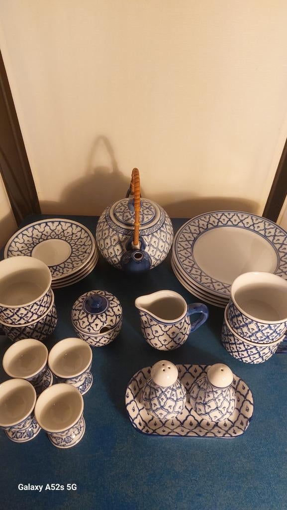 Prachtig blauw, wit thee of koffie service., Ophalen of Verzenden