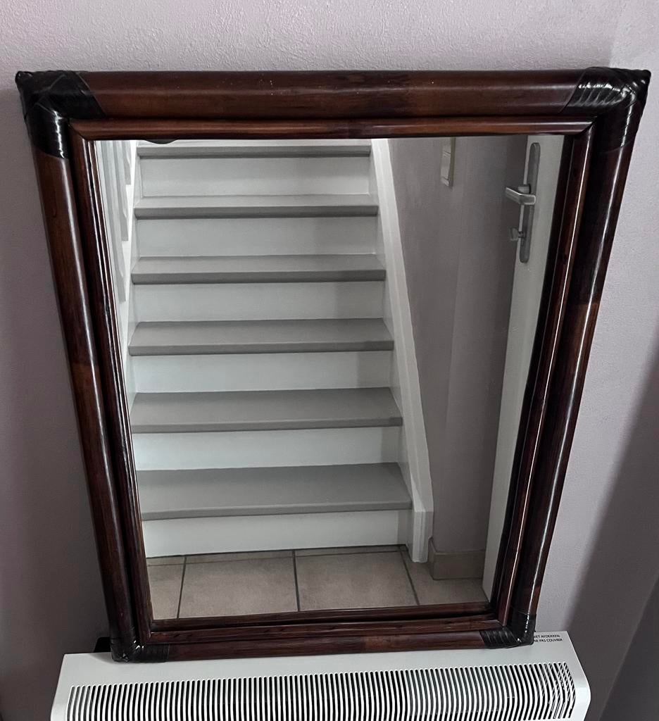 Spiegel van rotan en bamboe, Huis en Inrichting, Ophalen, Minder dan 50 cm, Zo goed als nieuw, Minder dan 100 cm