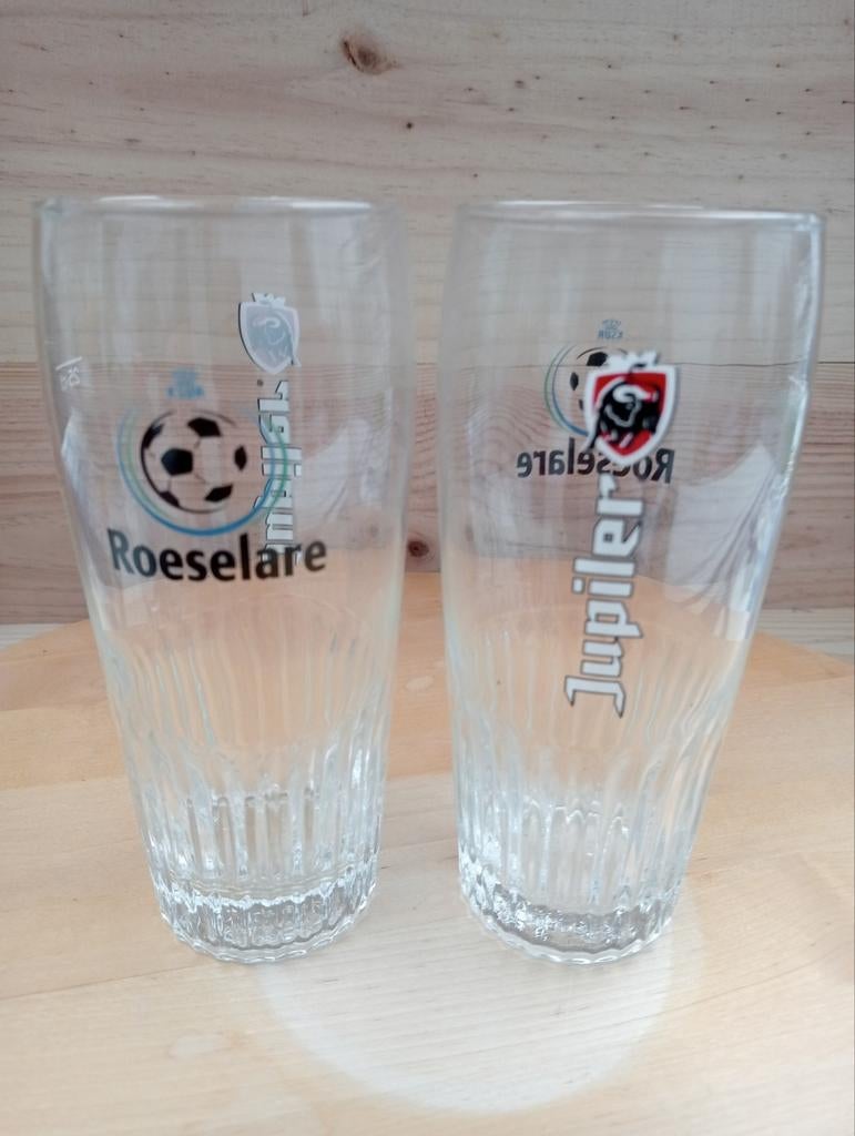 Jupiler glas ksvr Roeselare 25 cl, voetbal. Bieden vanaf €3., Enlèvement ou Envoi, Comme neuf, Verre ou Verres, Jupiler