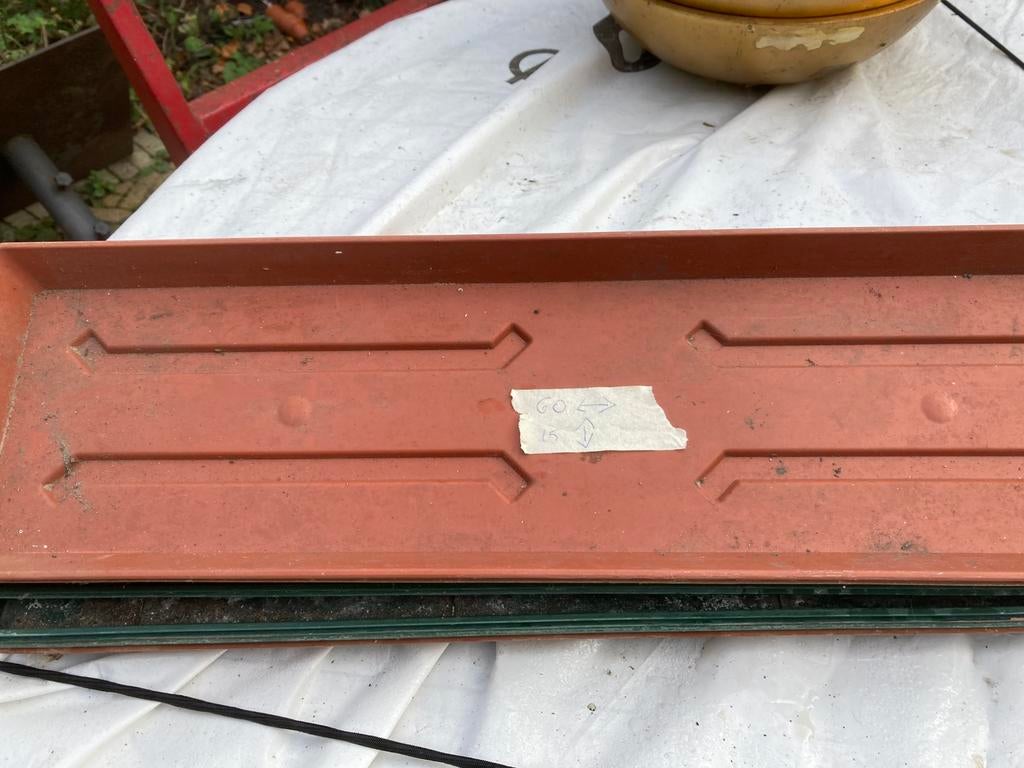 Onderzetters bloembakken, Tuin en Terras, Ophalen, Gebruikt