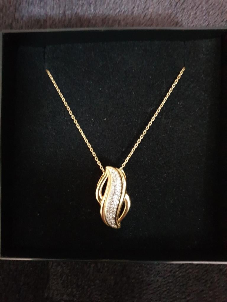 Nieuwe zilveren vergulde halsketting, Bijoux, Sacs & Beauté, Colliers, Neuf, Enlèvement ou Envoi, Or, Avec pendentif