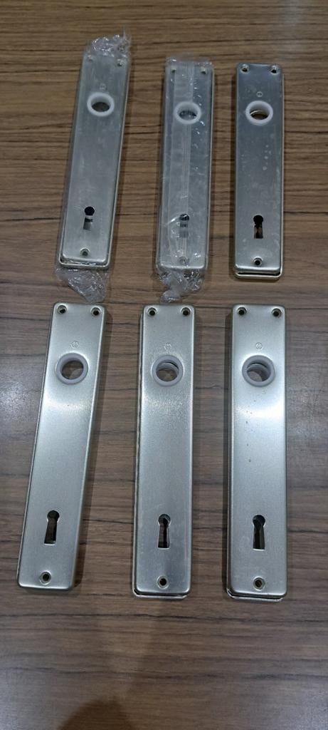 6 paar platen en 2 deurgrepen, Ophalen, Nieuw, Inox, Klink of Kruk