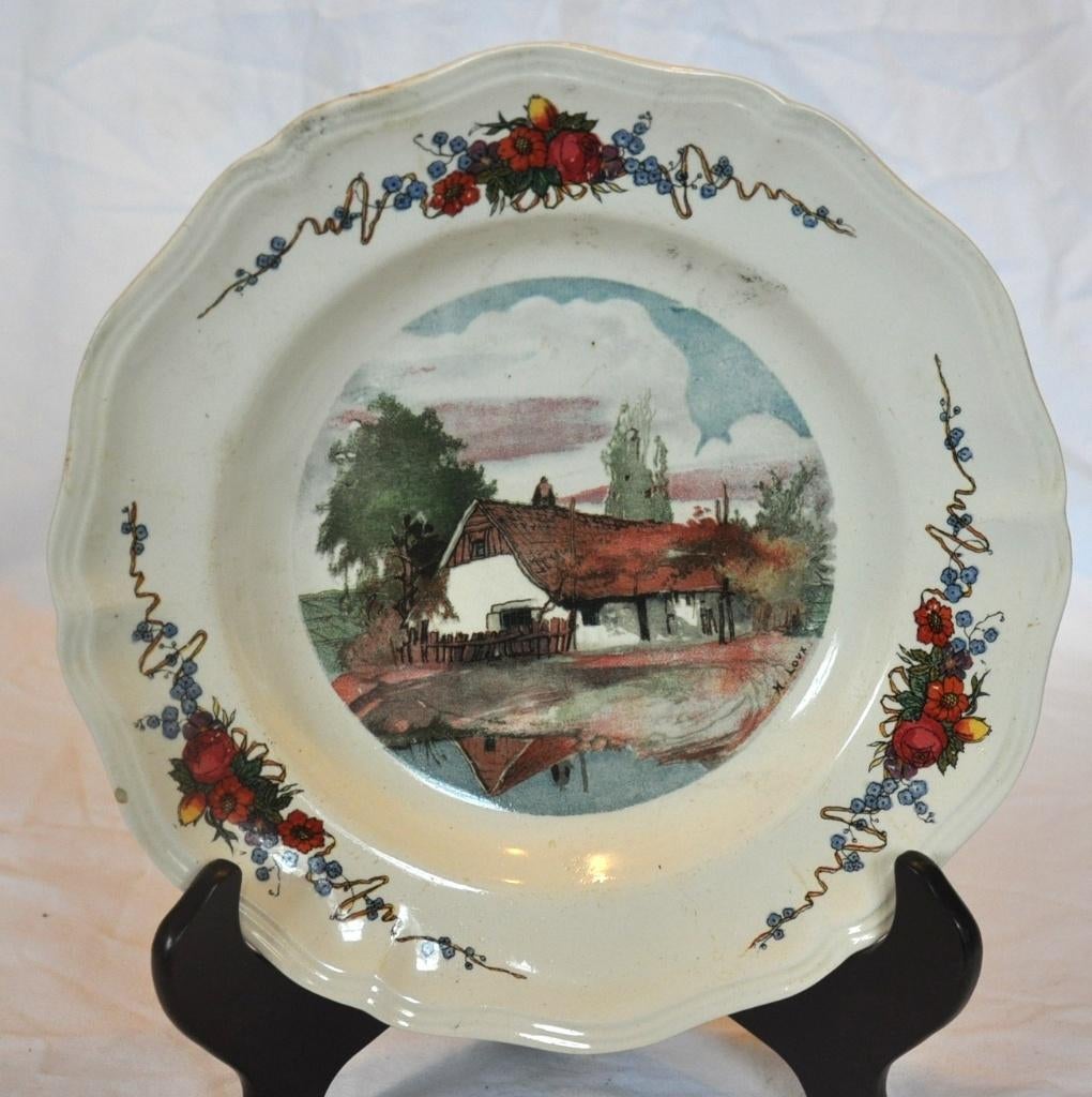 assiette creuse obernai sarreguemines decor maison (4), Antiek en Kunst, Ophalen of Verzenden