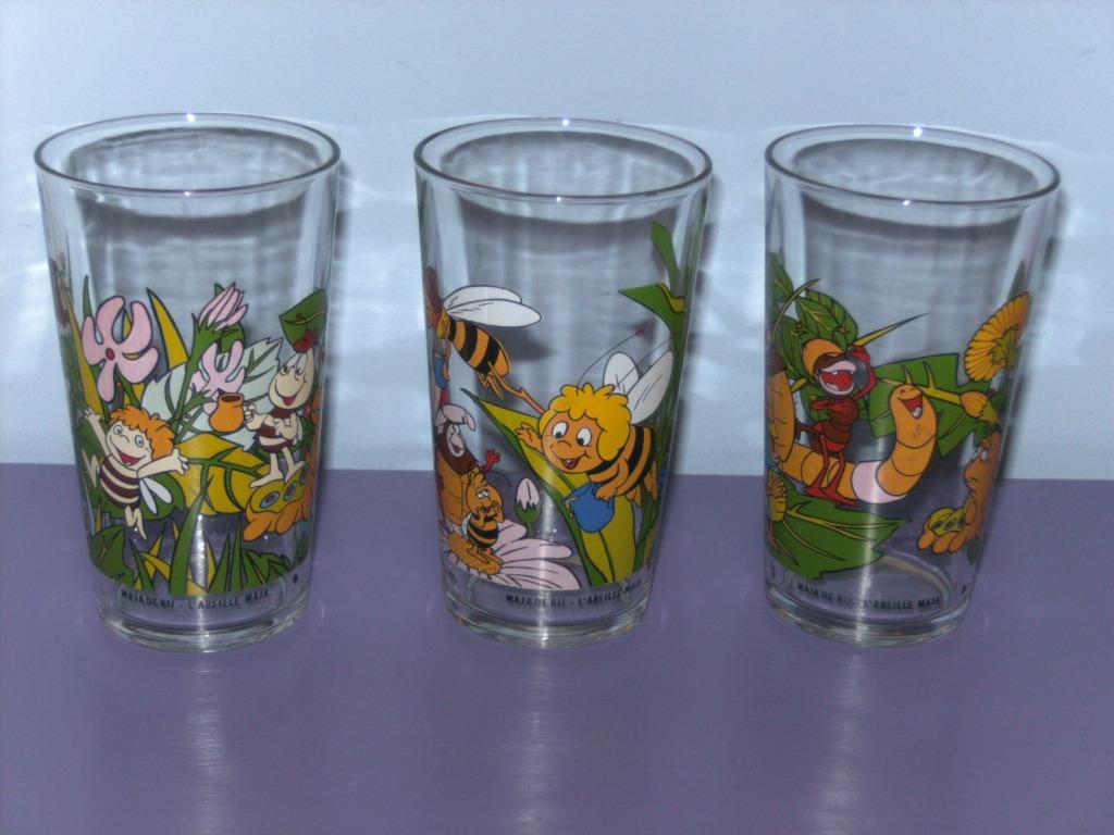 3 Oude glazen van maja de bij. (1977), Ophalen of Verzenden, Gebruikt, Film, Gebruiksvoorwerp
