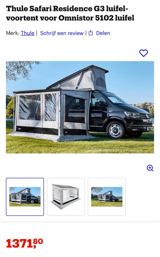 Thule Residence 5102 VW California Camper T5 / T6 T6.1, Caravanes & Camping, Enlèvement, Comme neuf, Thule