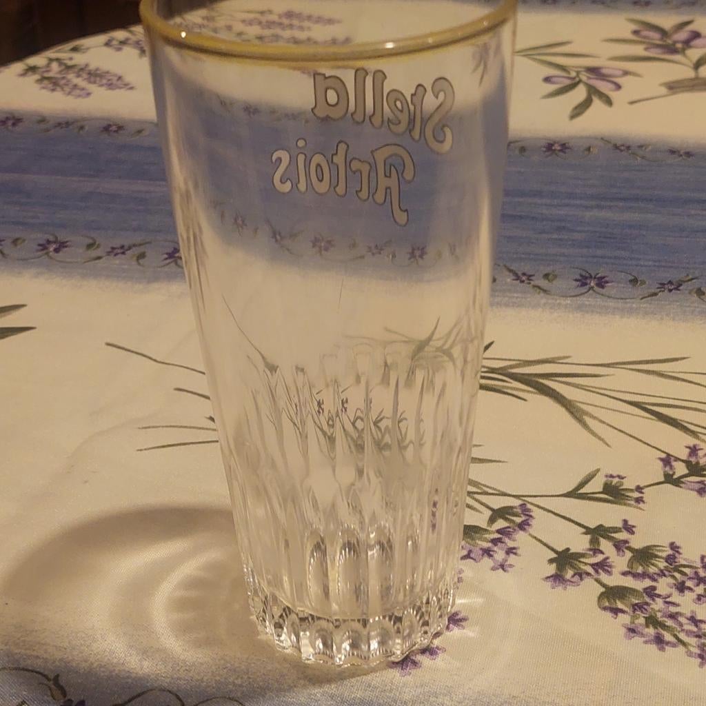 Oude stella glas met speciale gele rand, Verzamelen, Ophalen of Verzenden, Zo goed als nieuw
