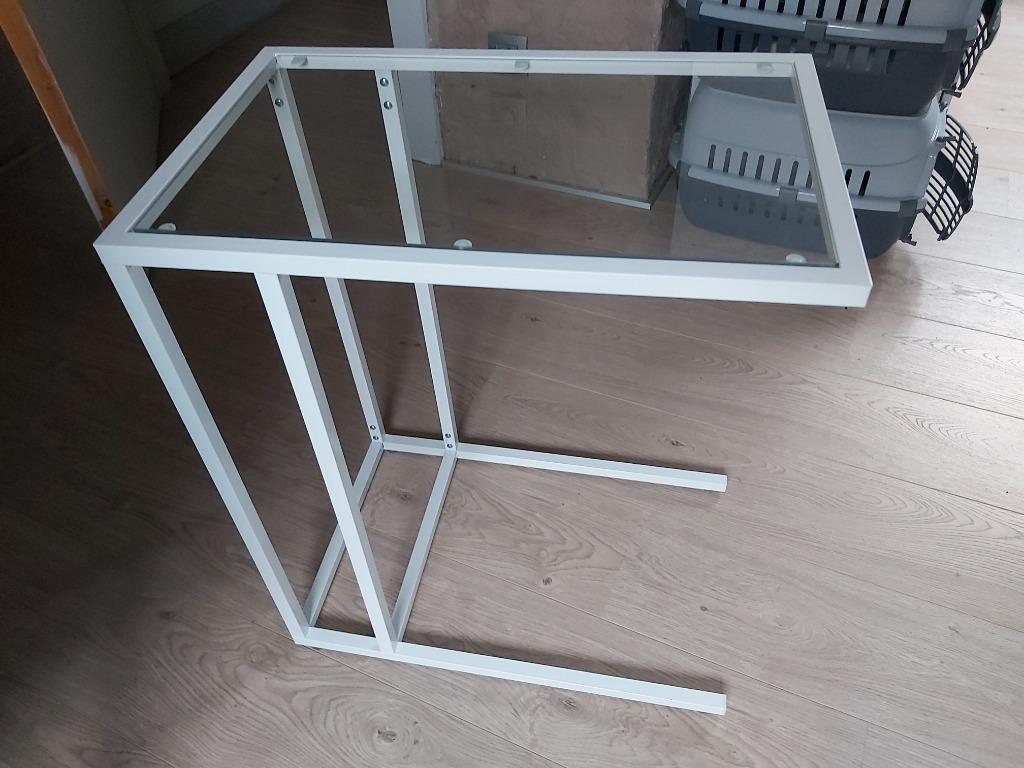 Bijzettafel Vittsjö wit/glas, Huis en Inrichting, Ophalen, 60 cm of meer, Rechthoekig, Glas