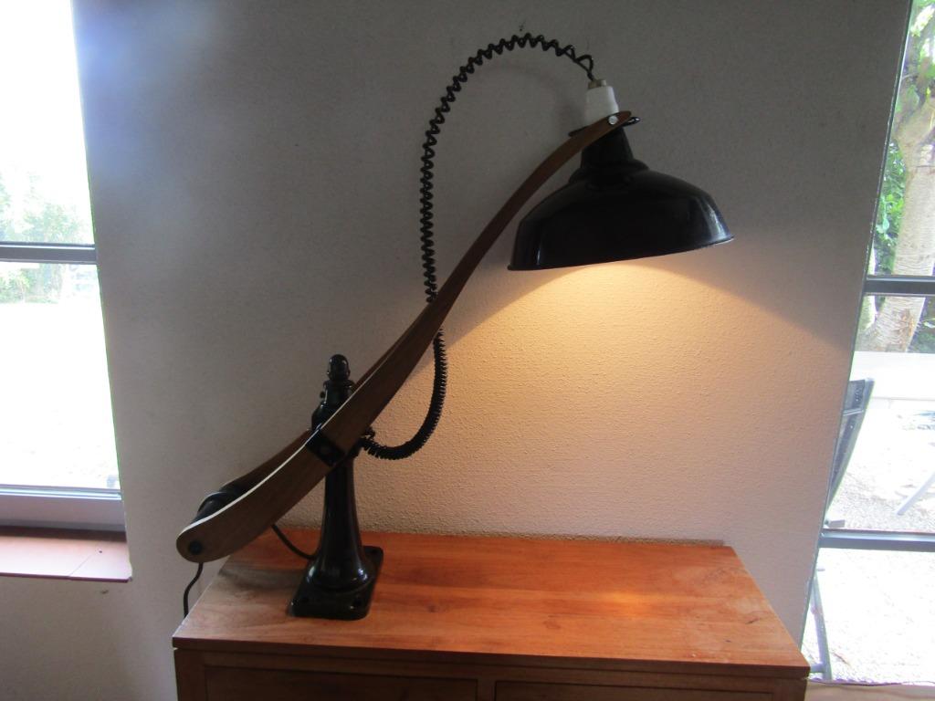 Lampe industrielle design, Maison & Meubles, Lampes | Suspensions, Utilisé, Bois, Enlèvement