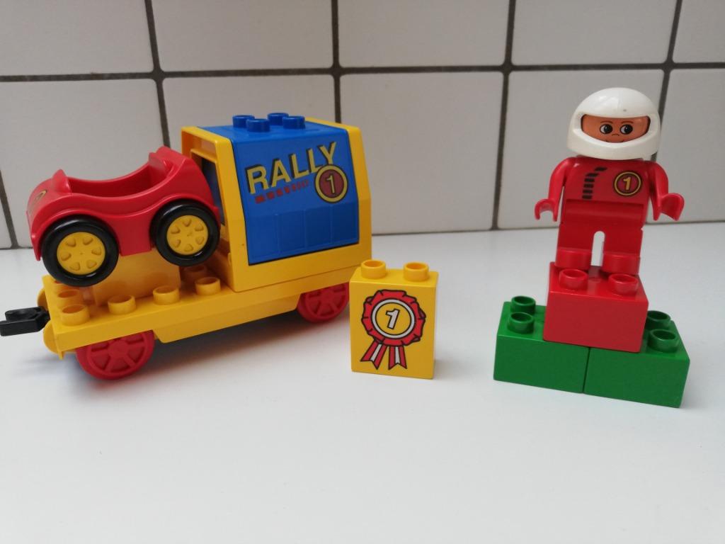 duplo 2937 trein wagon met race auto, Ophalen of Verzenden, Gebruikt, Complete set, Duplo