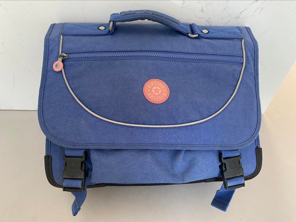 Kipling boekentas meisjes blauw met roze details, Ophalen, Gebruikt, Blauw, Aktetas of Boekentas