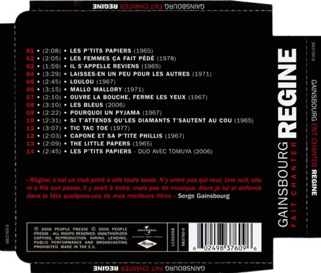Gainsbourg Fait Chanter Régine  Compilation CD 💿, CD & DVD, Enlèvement ou Envoi, Comme neuf, Coffret