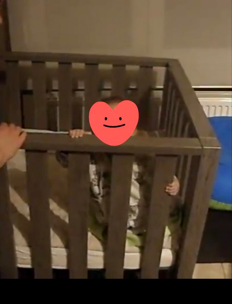 Babybed 60x120cm taupe, Moins de 70 cm, Utilisé, Moins de 140 cm, Enlèvement