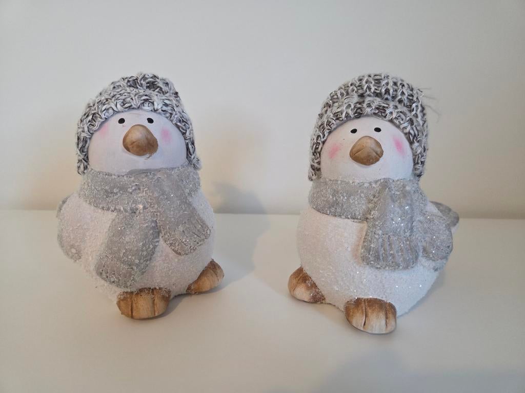 2 kerst/winterbeeldjes vogels - 11cm, Diversen, Ophalen of Verzenden, Zo goed als nieuw