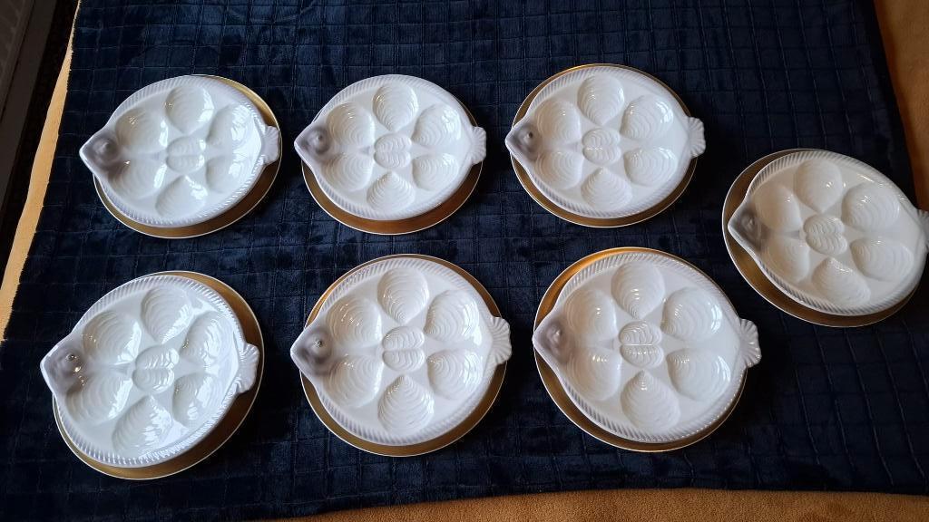 set van 7 vintage Waechtersbach oesterborden, Huis en Inrichting, Keuken | Servies, Ophalen of Verzenden, Zo goed als nieuw