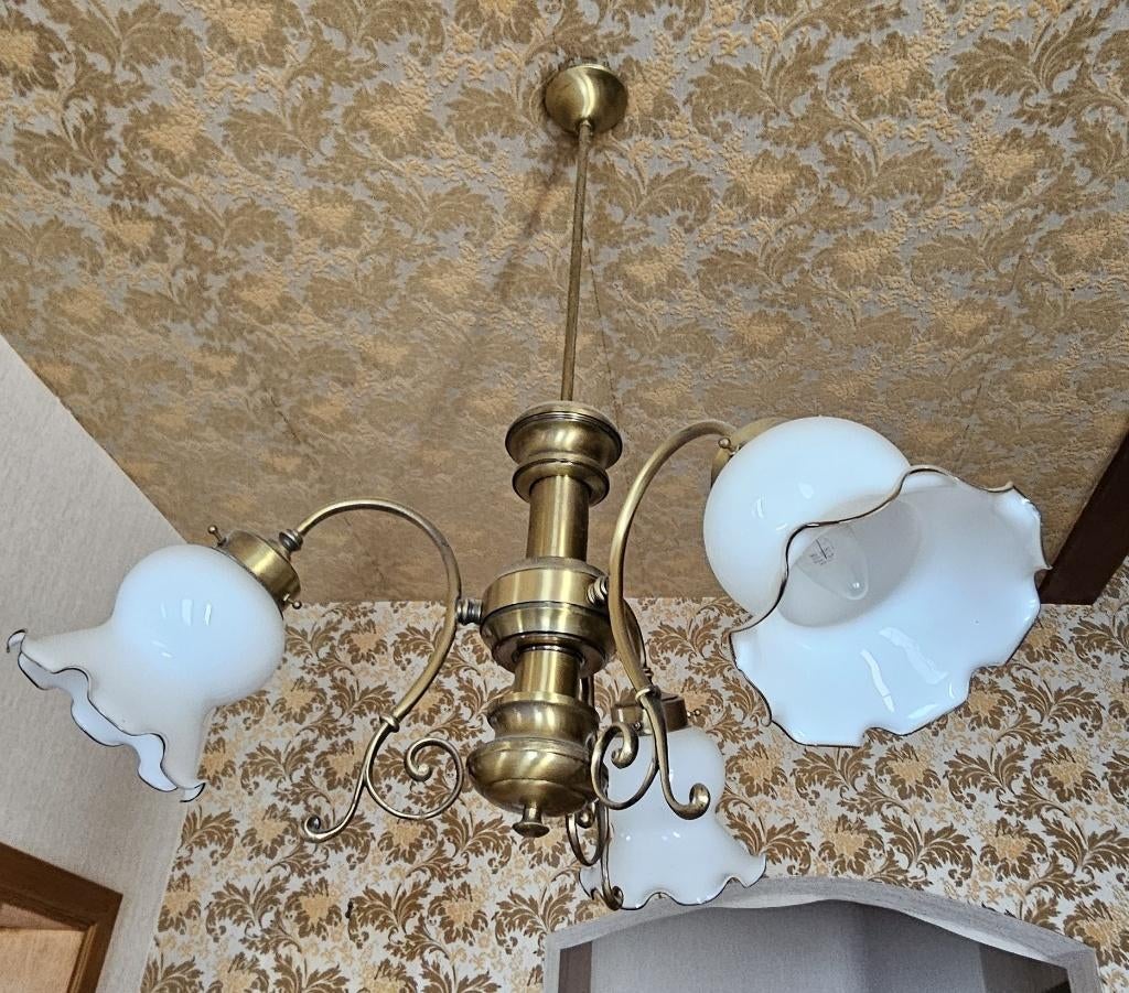 Lustre vintage avec 2 appliques murales assorties, Enlèvement, Utilisé