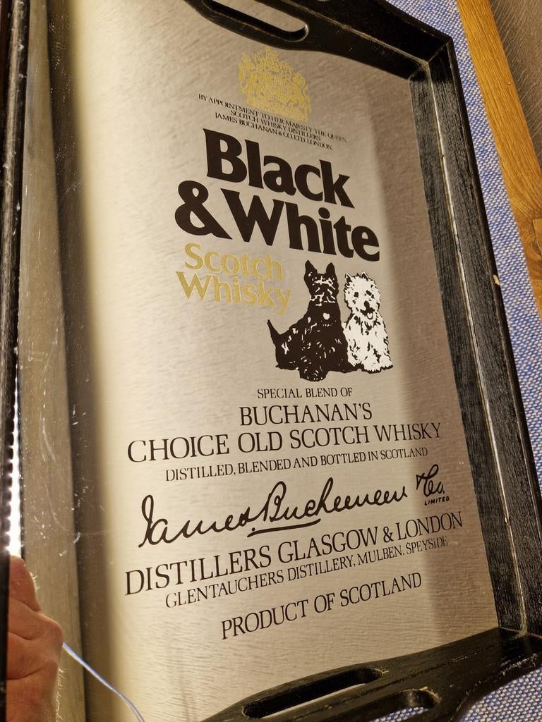 Vintage plateau met spiegel Black & White Scotch Whisky, Enlèvement ou Envoi