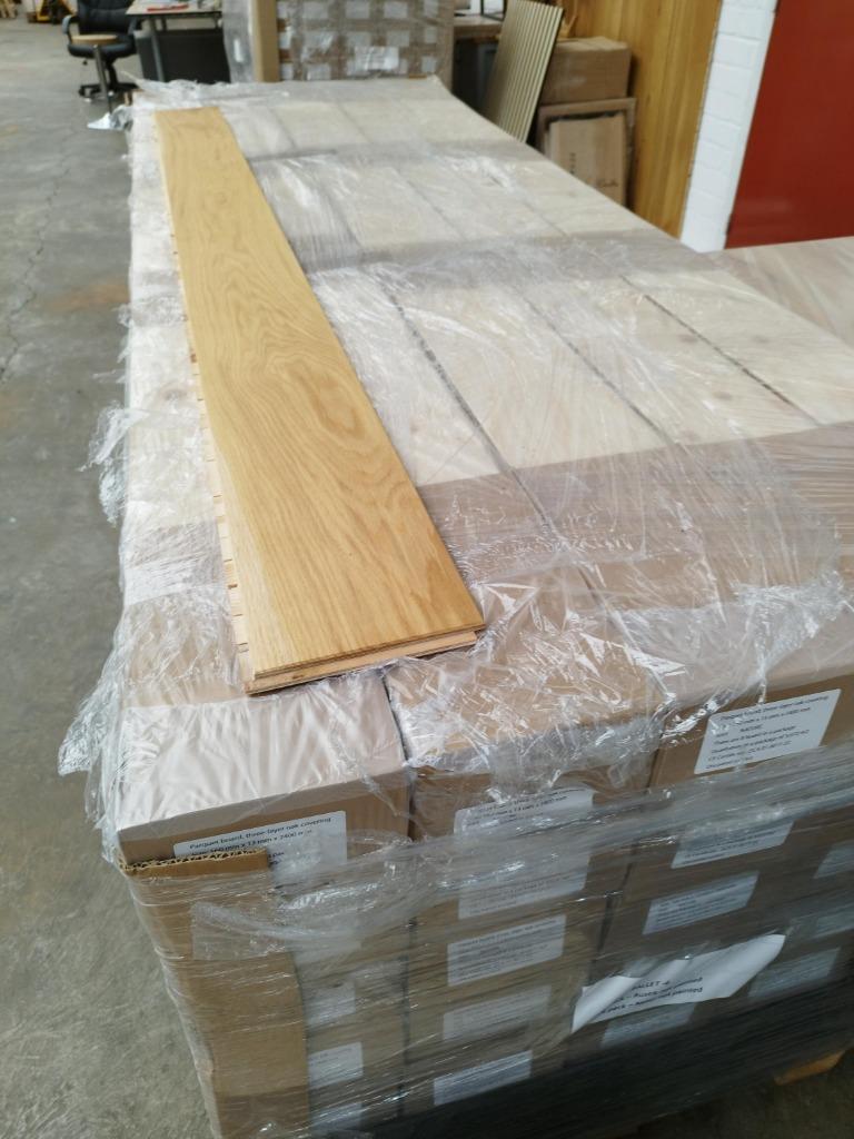 Meerlagig eiken click parket 13mm dik en 240cm lang. Geolied, Overige kleuren, 75 m² of meer, Nieuw, Eiken