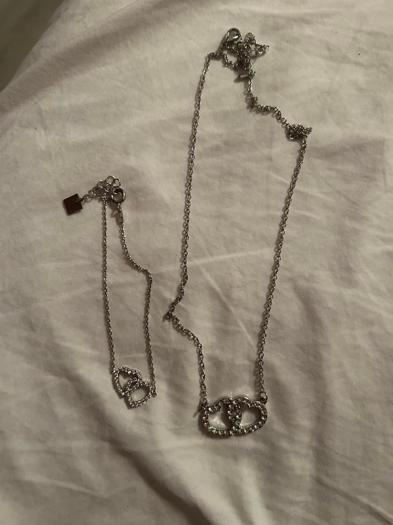 Mooie ketting + armbandje, Ophalen, Nieuw, Zilver, Overige materialen