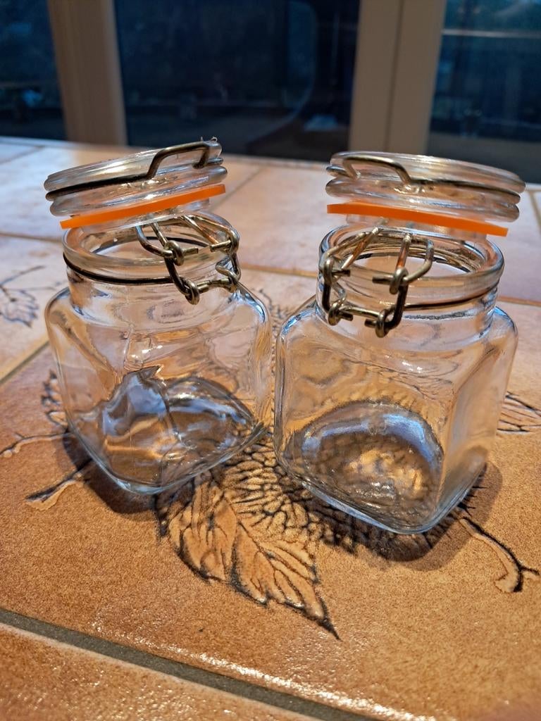 Lot de 2 mini-bocaux à épices, Enlèvement ou Envoi, Utilisé, Verre, Récipient(s)
