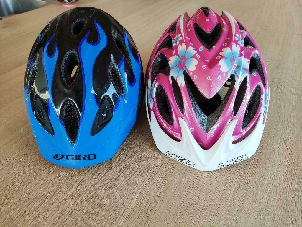Fietshelmen meisjes (Giro 46-50 cm) en Lazer (50-58 cm), Fietsen en Brommers, Ophalen, Zo goed als nieuw, S, Lazer