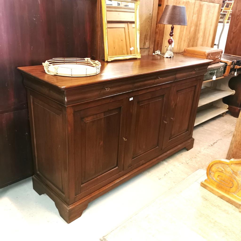 Buffet ancien long Louis Philippe 3 portes L 203 H116 D61, Enlèvement