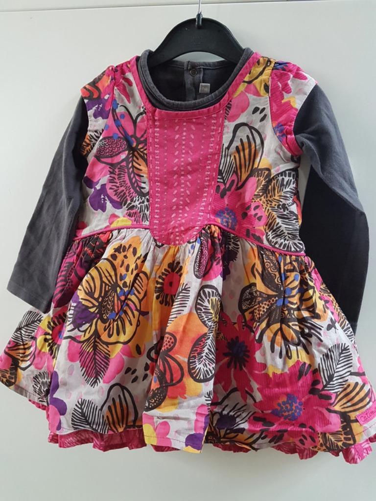 CATIMINI - Jolie robe tons gris/rose/jaune/bleu - T.2 ans/86, Enfants & Bébés, Vêtements de bébé | Taille 86, Utilisé, Fille, Robe ou Jupe