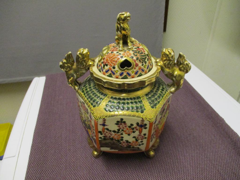 BRÛLEUR D'ENCENS JAPONAIS SATSUMA EN PORCELAINE VINTAGE, Enlèvement ou Envoi
