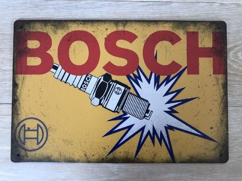 Metalen BOSCH bougie vintage look wandplaat - 20x30cm, Verzamelen, Merken en Reclamevoorwerpen, Ophalen of Verzenden, Nieuw, Reclamebord