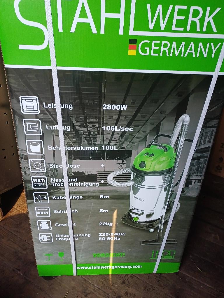 Stahlwerk 2800W Industriële Nat-/Droogzuiger 100L, Doe-het-zelf en Bouw, Ophalen, Nieuw, Overige typen
