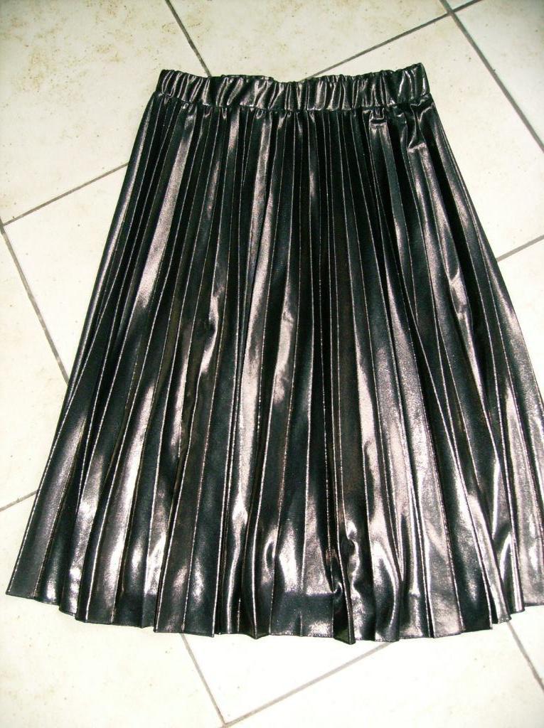 zwart goudkleurige plooien rok mt 38, Taille 38/40 (M), Enlèvement ou Envoi, Porté, Sous le genou