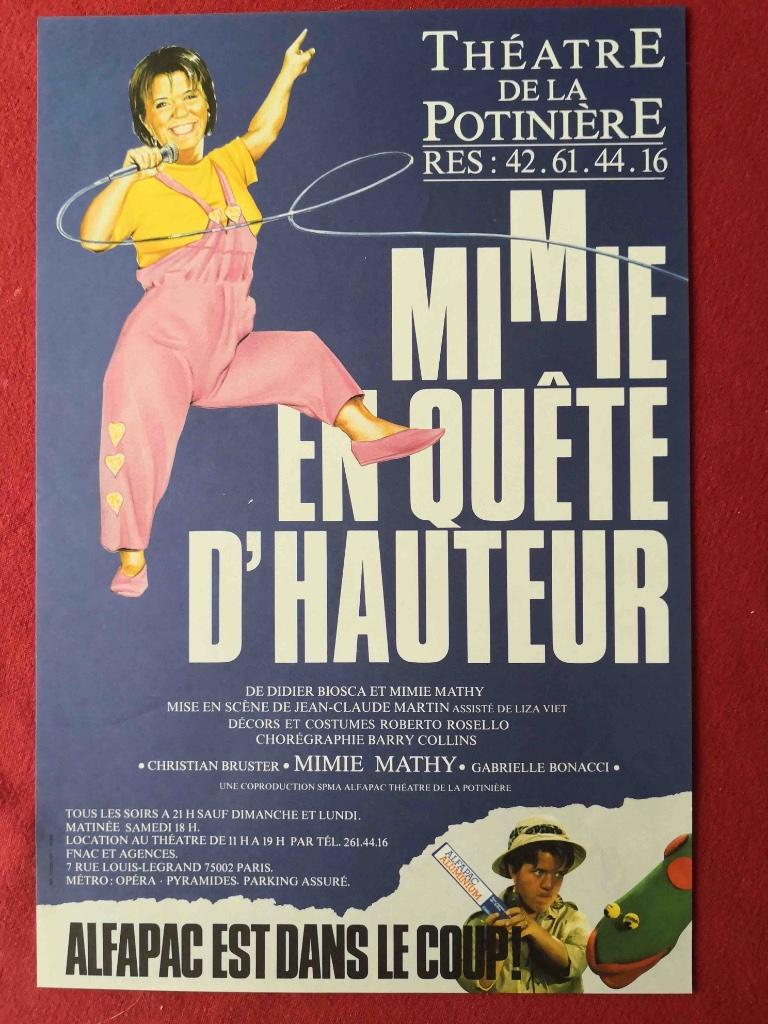 MIMIE MATHY - ORIGINELE POSTER - 26/38 CM, Ophalen of Verzenden, A1 t/m A3, Muziek, Rechthoekig Staand