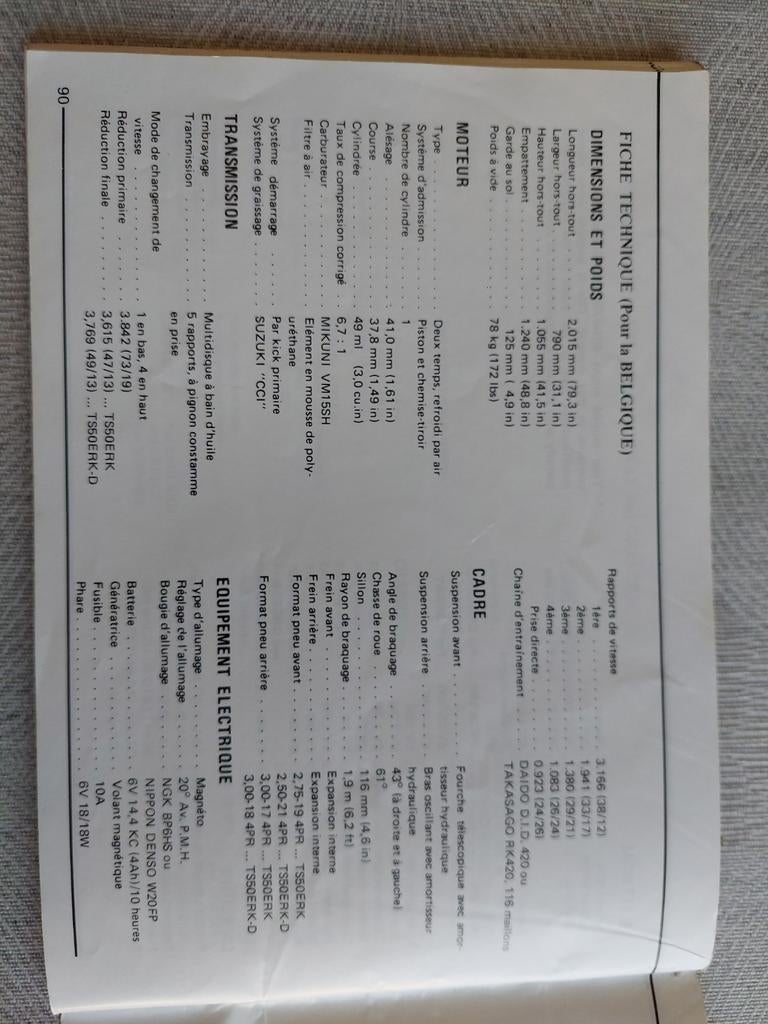 Livret d'instructions de la Suzuki TS50 ?, Motos, Enlèvement ou Envoi