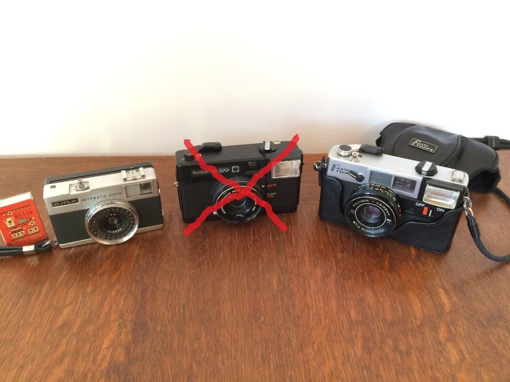 3 zwarte fotocameraatjes fototoestelletjes jaren 70 vintage, Audio, Tv en Foto, Fotocamera's Analoog, Ophalen of Verzenden, Gebruikt