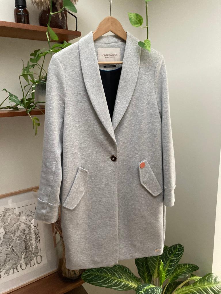 Grijze Mantel in sweater stof Scotch&Soda (Maat XS), Scotch & Soda, Ophalen of Verzenden, Zo goed als nieuw, Maat 34 (XS) of kleiner