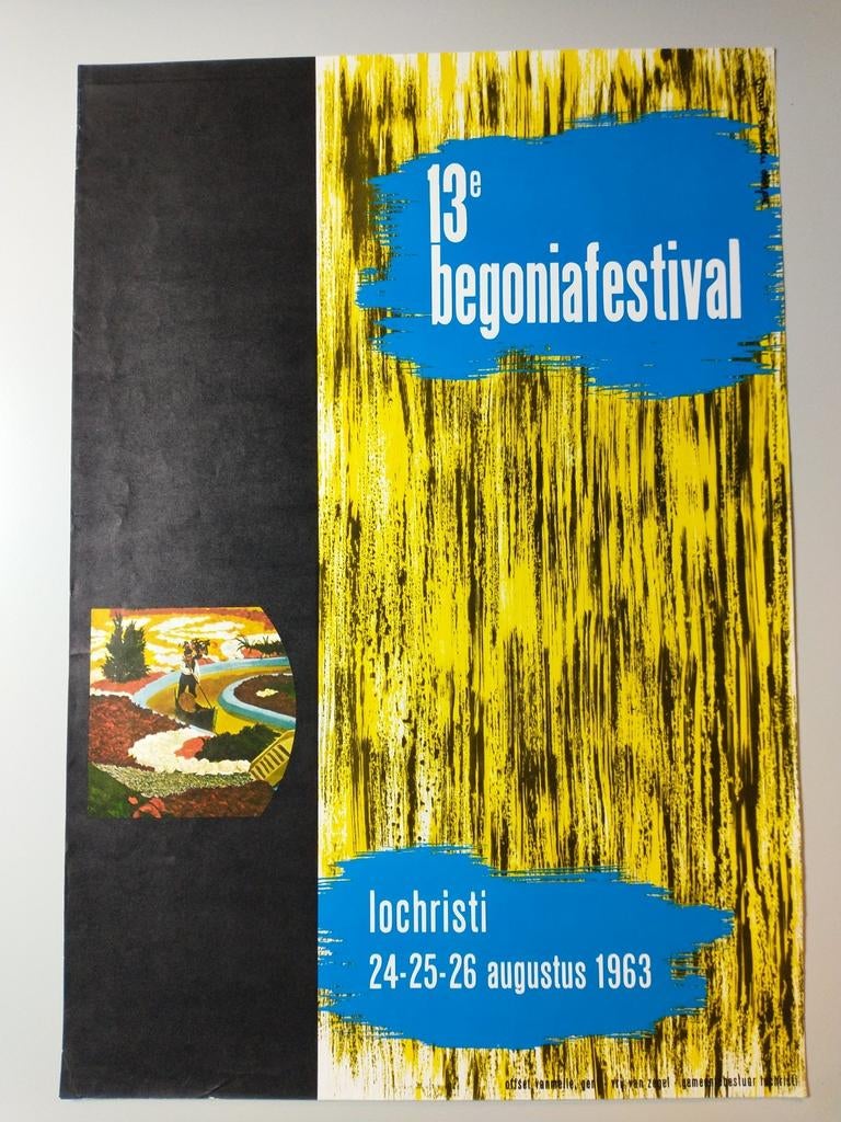 13e begoniafestival Lochristi 1963 affiche, Ophalen of Verzenden, Gebruikt