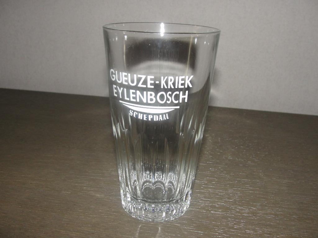 Gueuze - Kriek Eylenbosch glas Schepdaal  (Hoogte 13,5cm)., Verzamelen, Ophalen of Verzenden, Zo goed als nieuw, Glas of Glazen