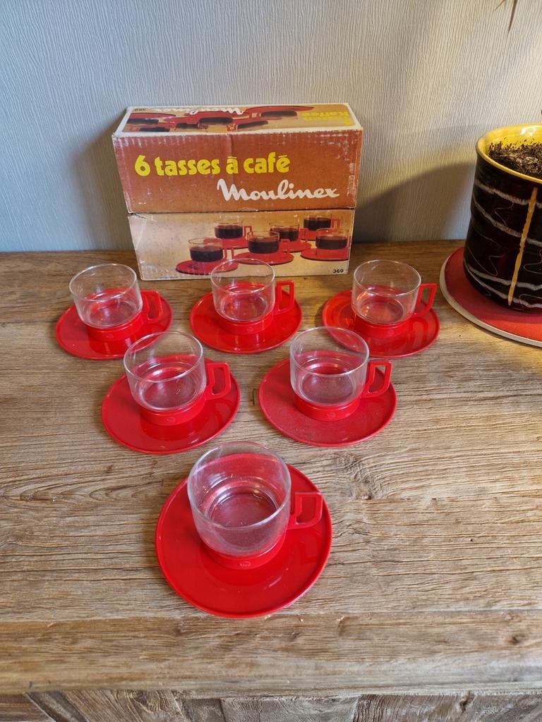 Doos vintage koffie tassen Moulinex, Antiek en Kunst, Ophalen of Verzenden