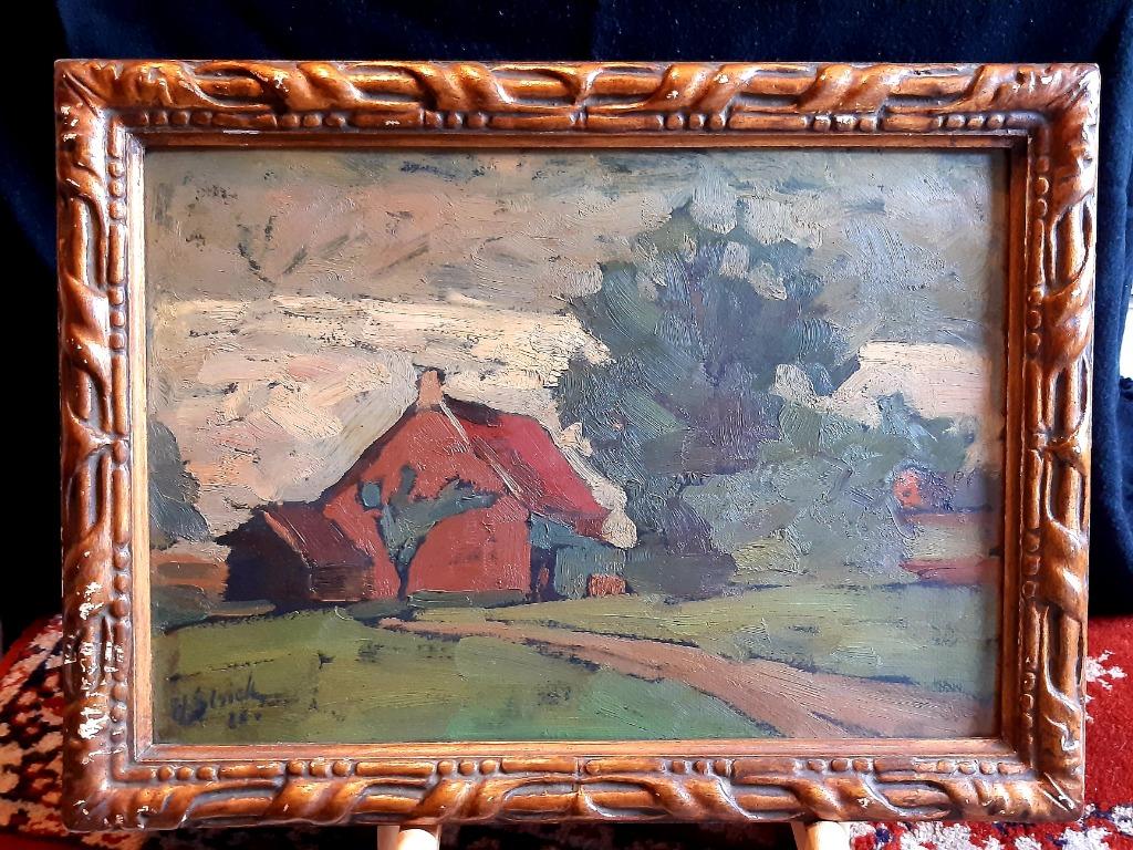 Oud schilderij van Henri Strick. Olie op paneel., Antiek en Kunst, Ophalen