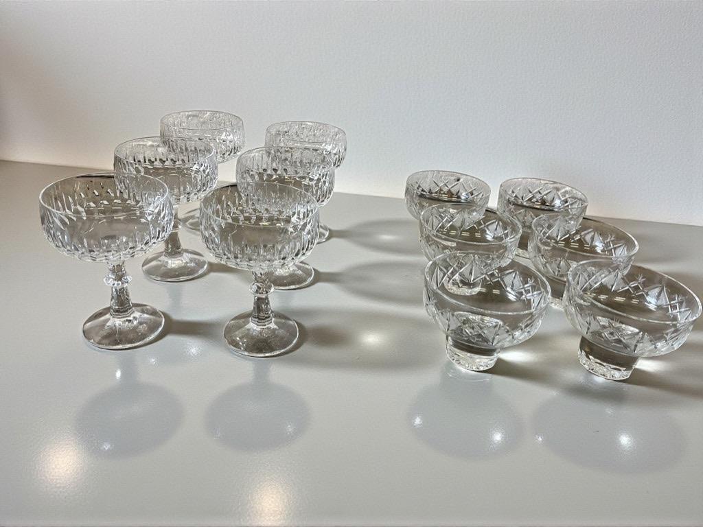 Set van 6 vintage glazen kristallen glazen, Antiek en Kunst, Ophalen of Verzenden