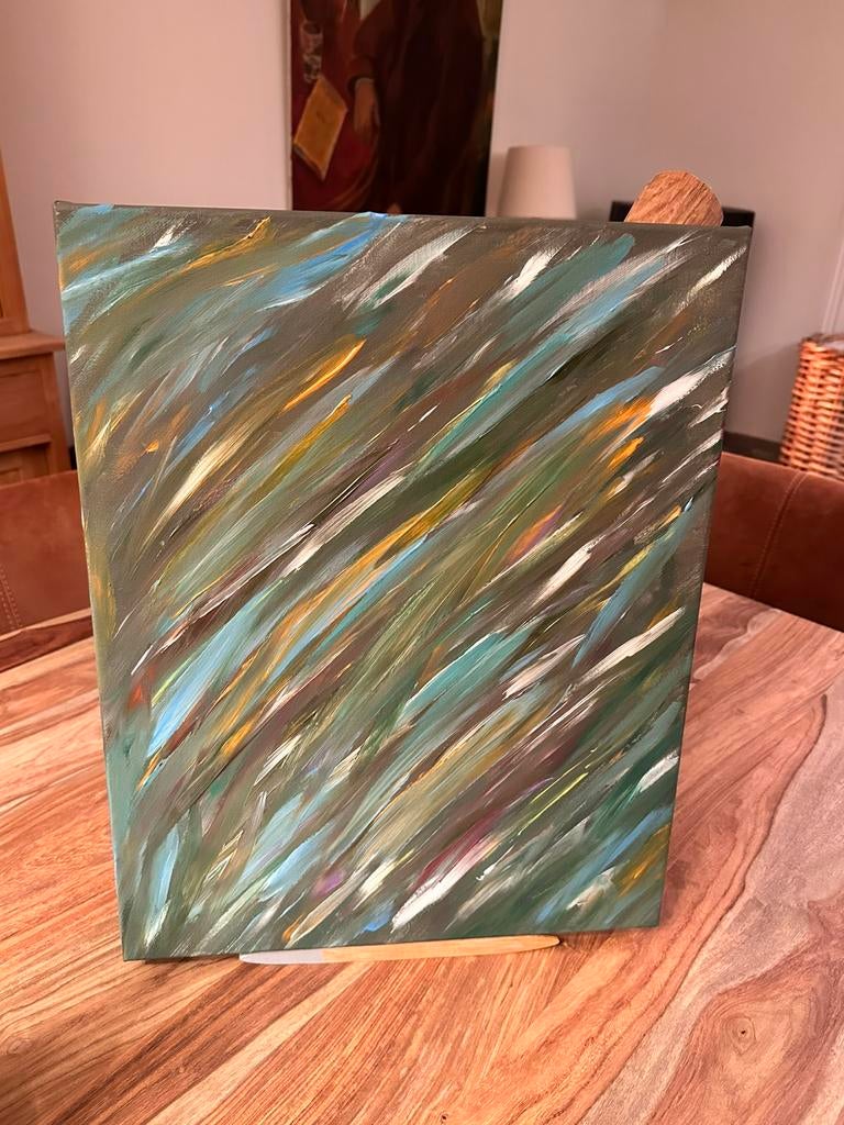 Tableau abstrait original 40x50cm, Enlèvement ou Envoi