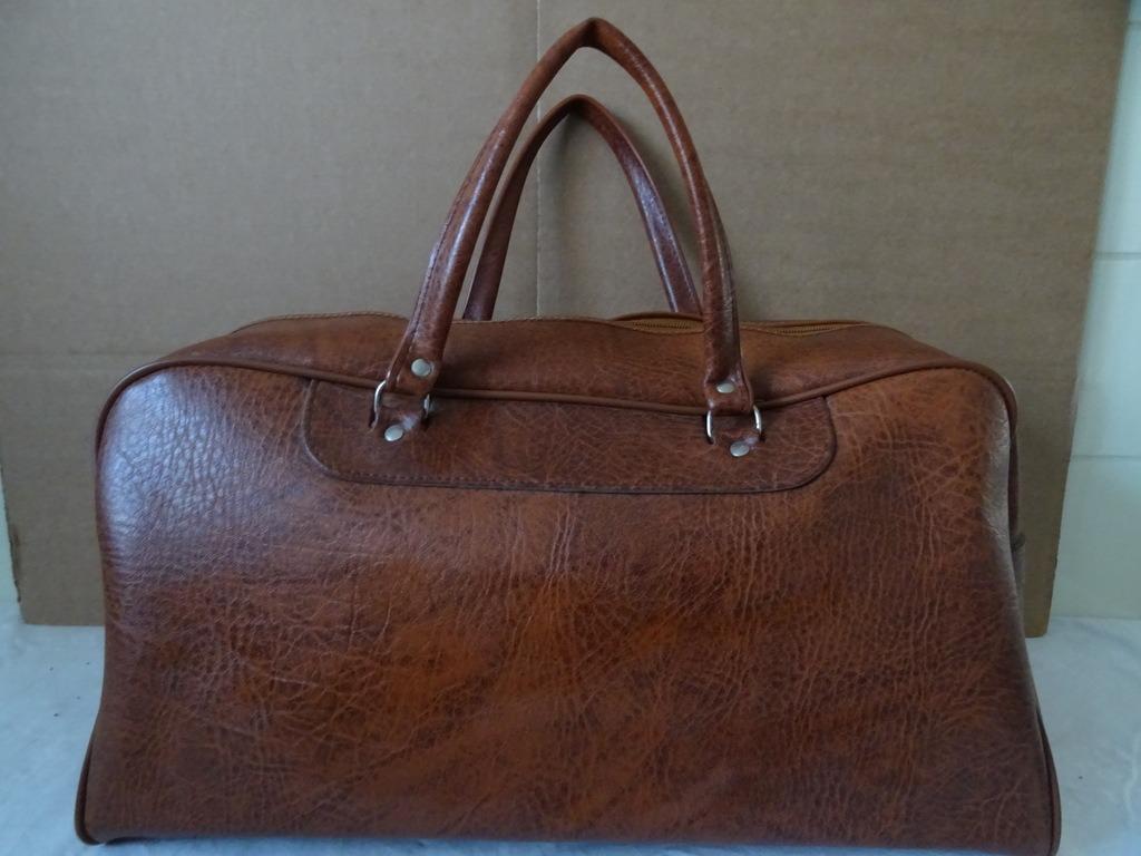Sac vintage sac week-end sac cuir skaï sac week-end sac unis, Enlèvement ou Envoi, Moins de 35 cm, Comme neuf, Brun