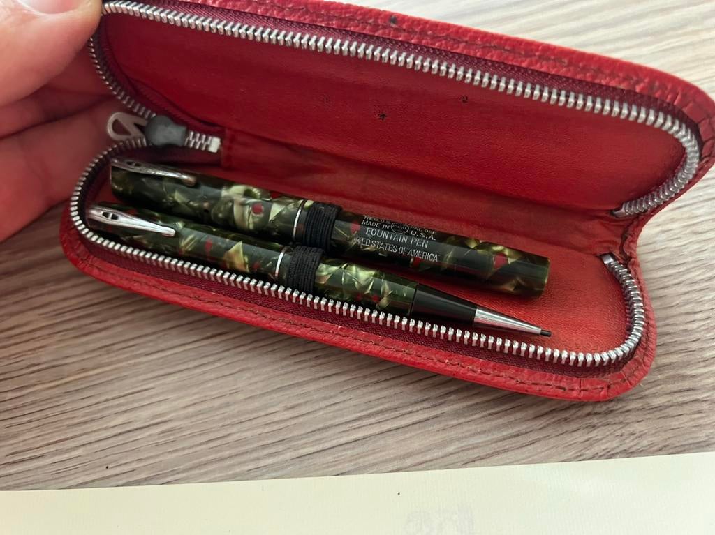 Waterman pennen set uit jaren 30, 18K F-M punt, Ophalen of Verzenden, Zo goed als nieuw, Vulpen, Waterman