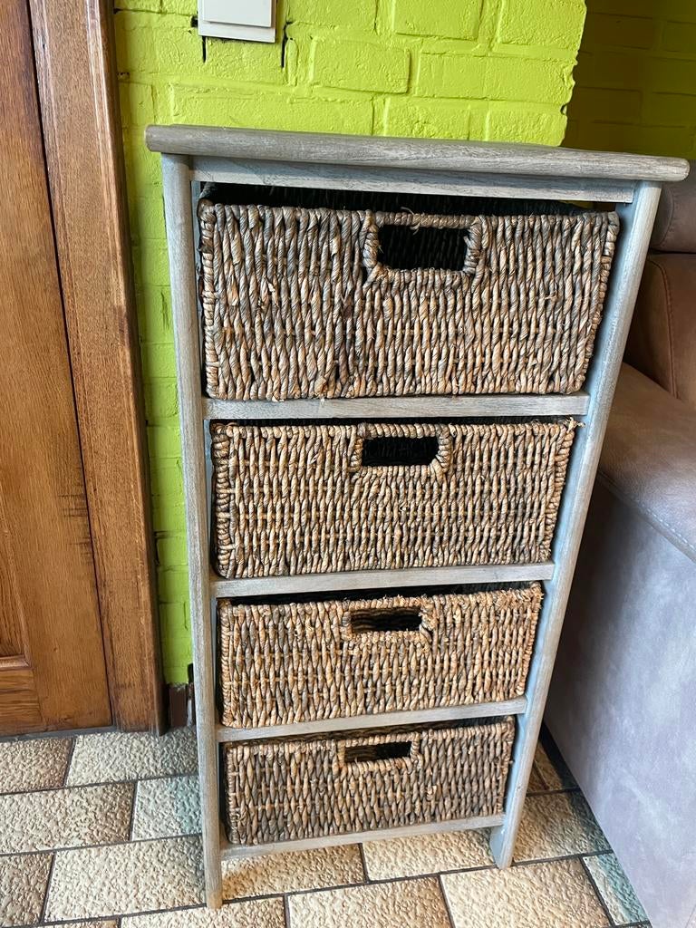 Kast met rieten lades, Huis en Inrichting, Kasten | Ladekasten, Ophalen, Zo goed als nieuw
