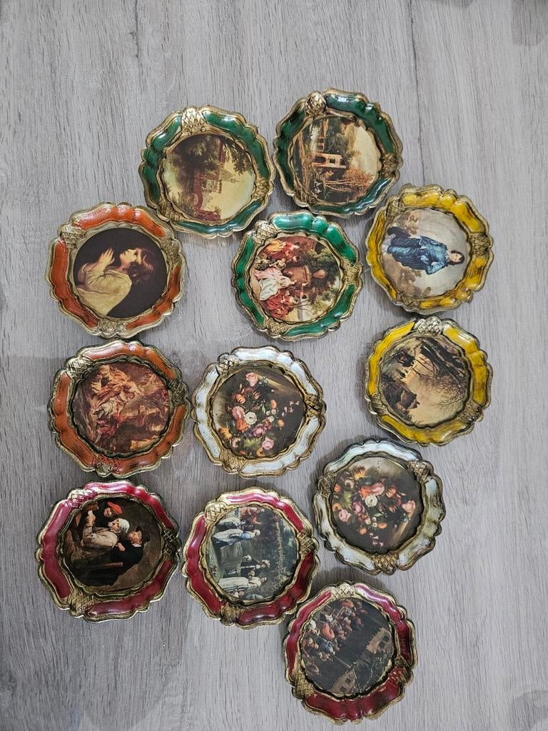 12 sous-verres vintage en verre, Enlèvement, Comme neuf