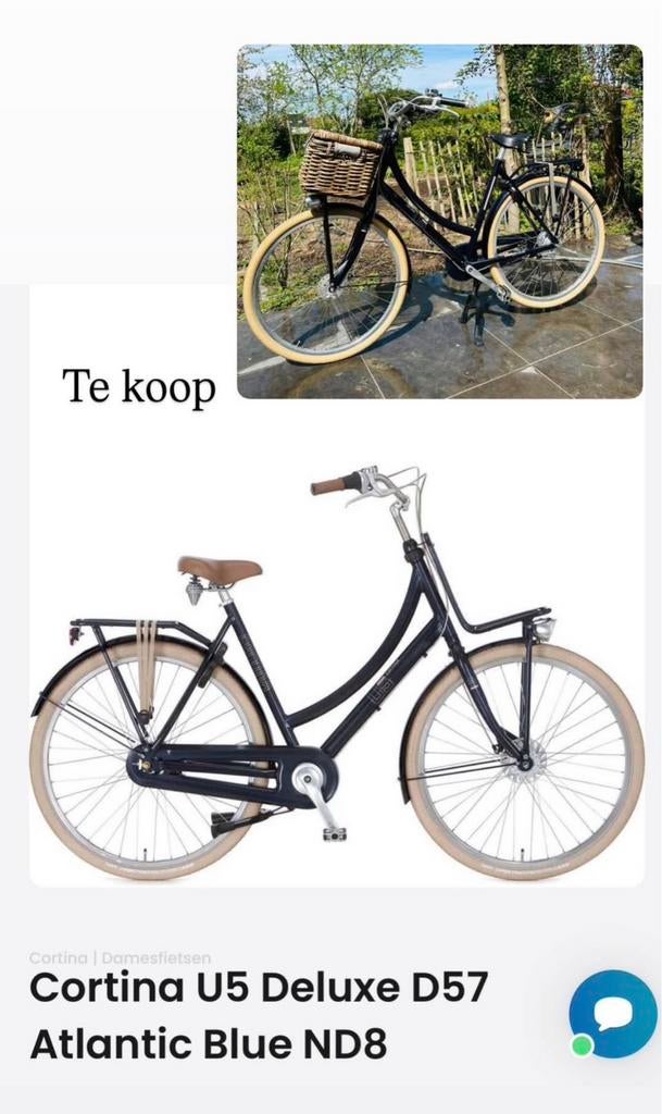 Retro fiets Cortina U5 deluxe D57 Atlantic Blue, Fietsen en Brommers, Fietsen | Bakfietsen, Ophalen, Zo goed als nieuw, Overige merken