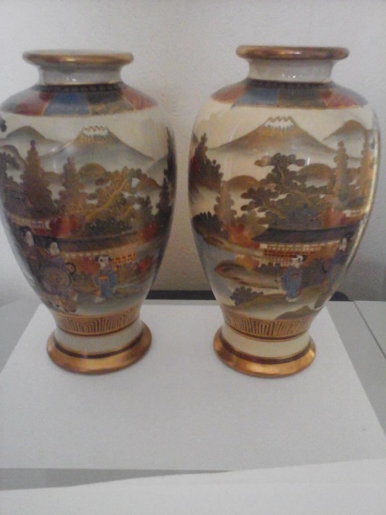 Paire de vase Japonais céramique Satsuma 1912/1926 (25cm), Enlèvement ou Envoi